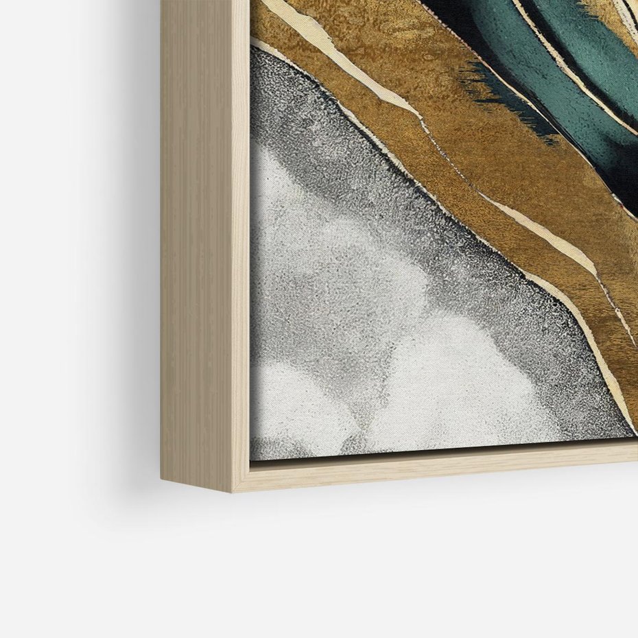Obraz w ramie 50x50 - Refrakcje płynącej rzeczywistości - jak marmurowa rzeka, linie złota - rama drewno