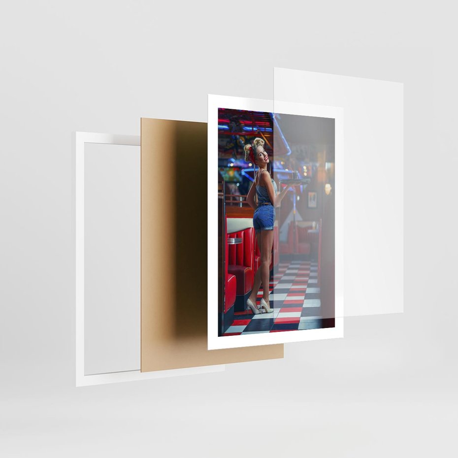 Plakat w ramie 50x70 - Czas Na Wyjątkowy Posiłek - restauracja, retro - rama biała