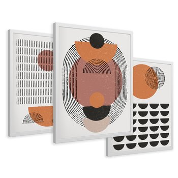 Zestaw obrazy w ramie 50x70 galeria - Geometryczne, figury, boho - rama biała