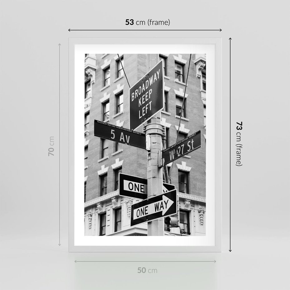 Plakat w ramie 50x70 - Nowojorska Droga - nowy jork, fotografia - rama biała