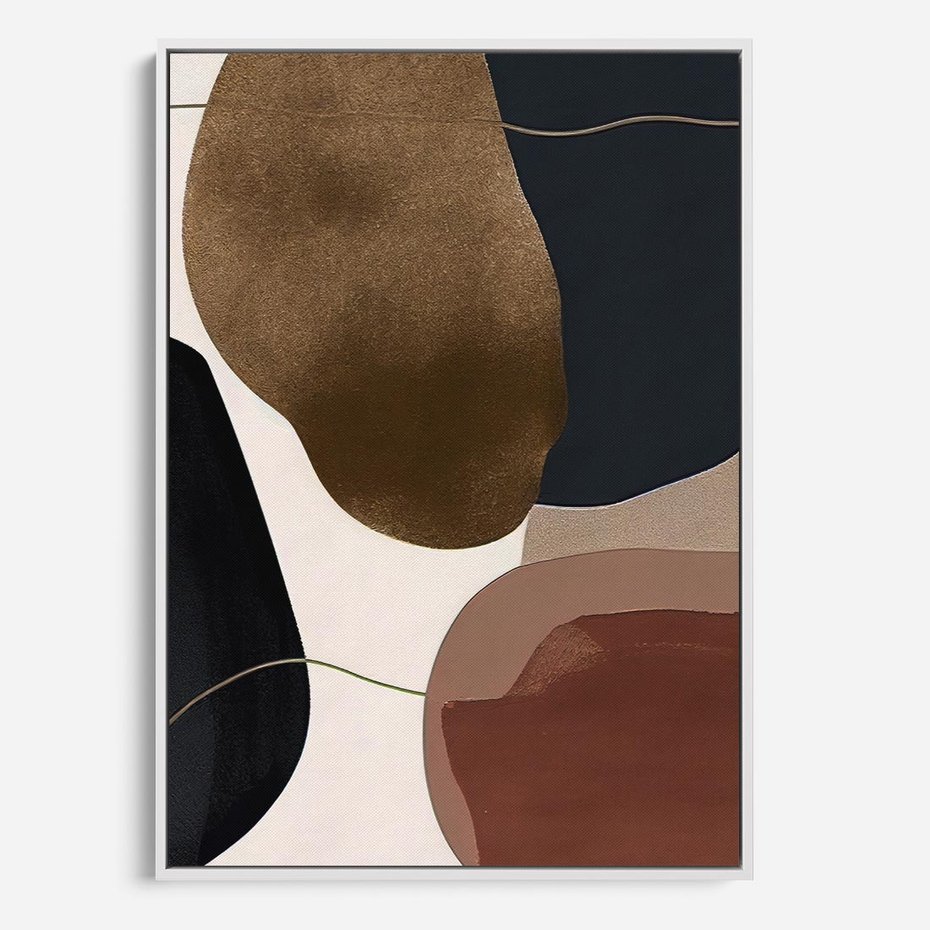 Obraz w ramie 80x120 - Wibracje uczuć i emocji - nieregularne plamy, czarny - rama biała