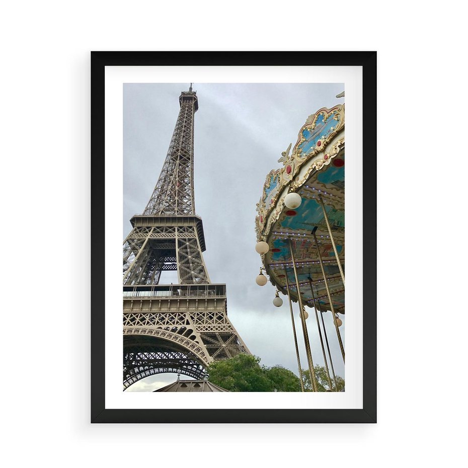 Plakat w ramie 50x70 - Delikatność kolorów - wieża, Eiffla - rama czarna