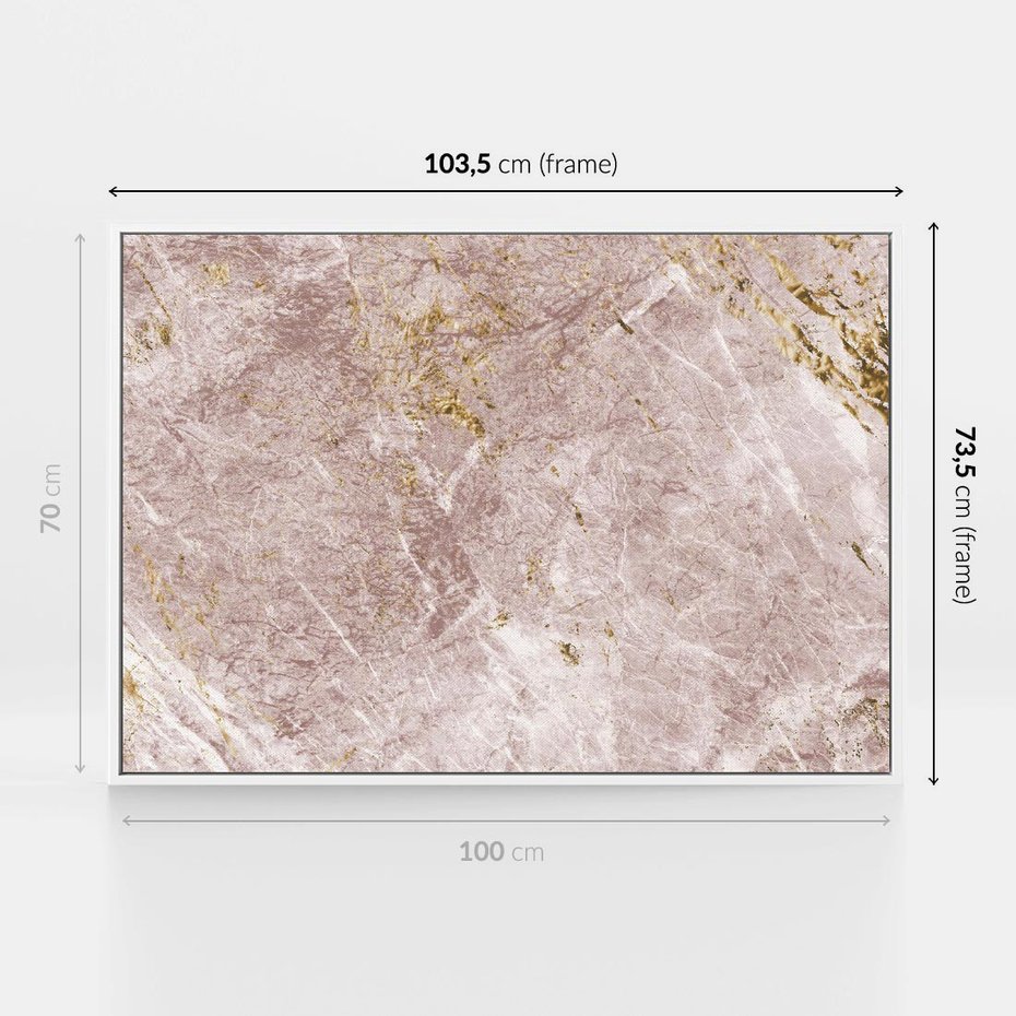 Obraz w ramie 100x70 - Wyjątkowa Stylizacja - marmur, złoto - rama biała