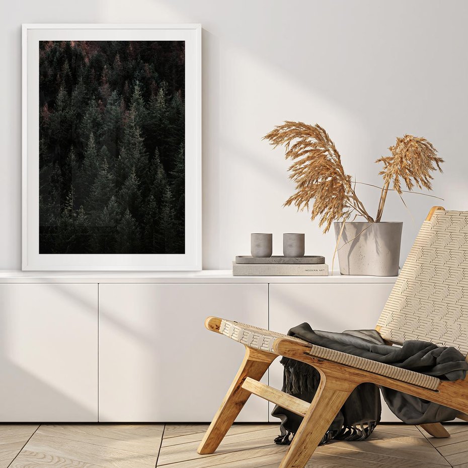 Plakat bez ramy 40x50 - Wysoko nad Iglastym Lasem - las, perspektywa