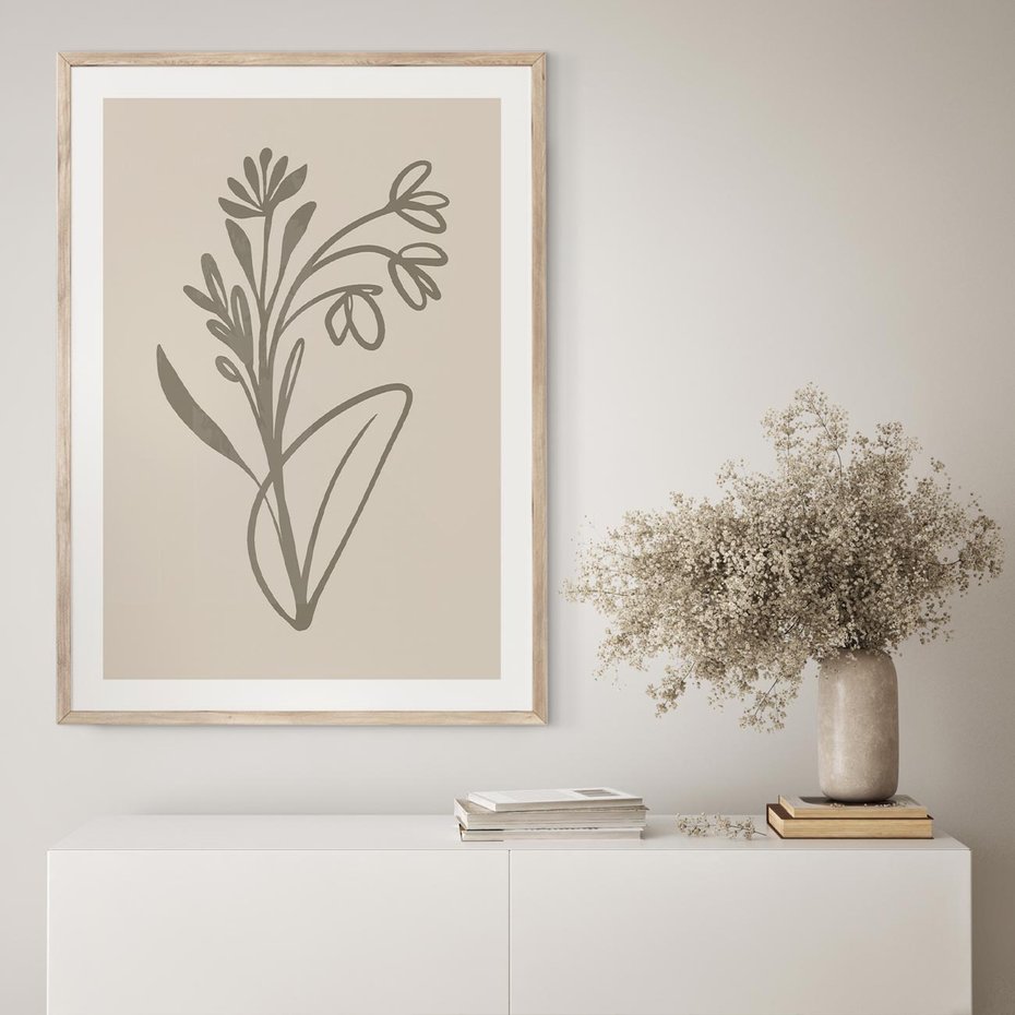 Plakat w ramie 50x70 - Kwiatowe Spektrum - nowoczesny plakat, subtelna sztuka - rama drewno