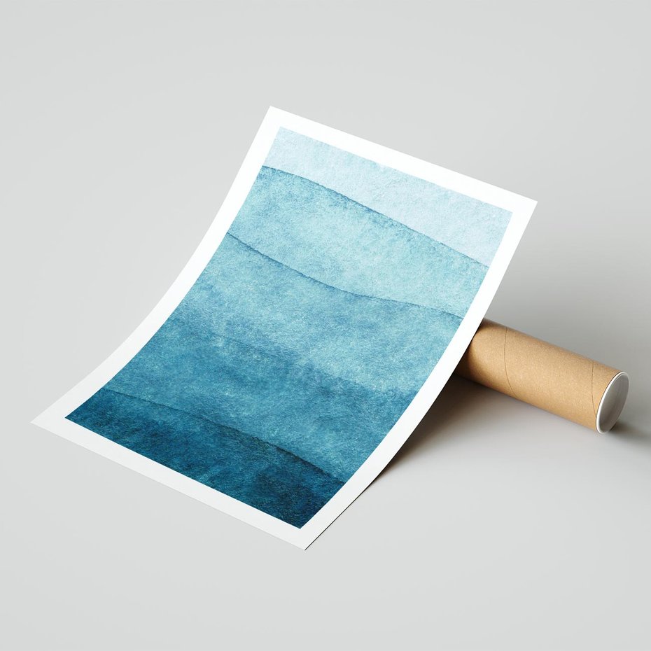 Plakat bez ramy 40x50 - Kolorowe fale akwareli - akwarela, fale