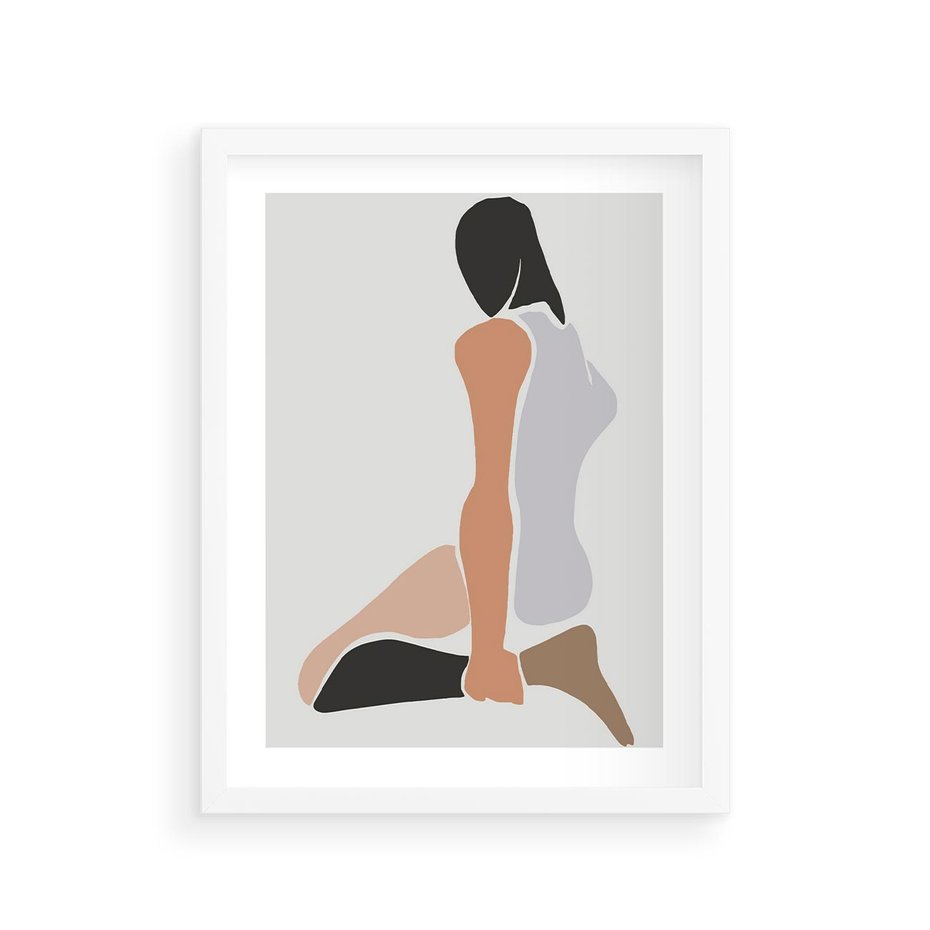 Plakat w ramie 30x40 - Widok Abstrakcyjny - abstrakcyjny obraz, minimalizm - rama biała