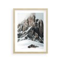 Plakat w ramie 30x40 - Górski Raj z Chatką - górskie szczyty, ośnieżone góry - rama drewno