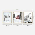 Zestaw obrazy w ramie 50x70 galeria - Zimowy, widok, renifer - rama drewno
