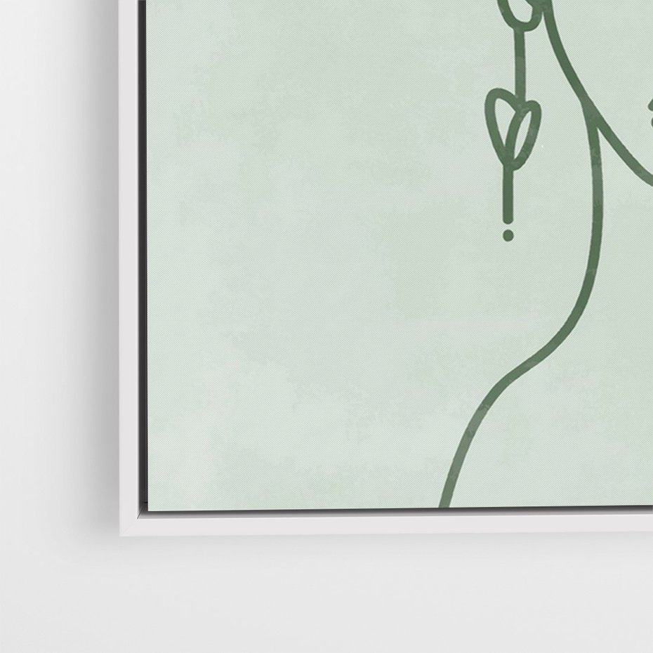 Obraz w ramie 50x70 - Spokojne Objęcia Natury - abstrakcja, zielony szkic - rama biała
