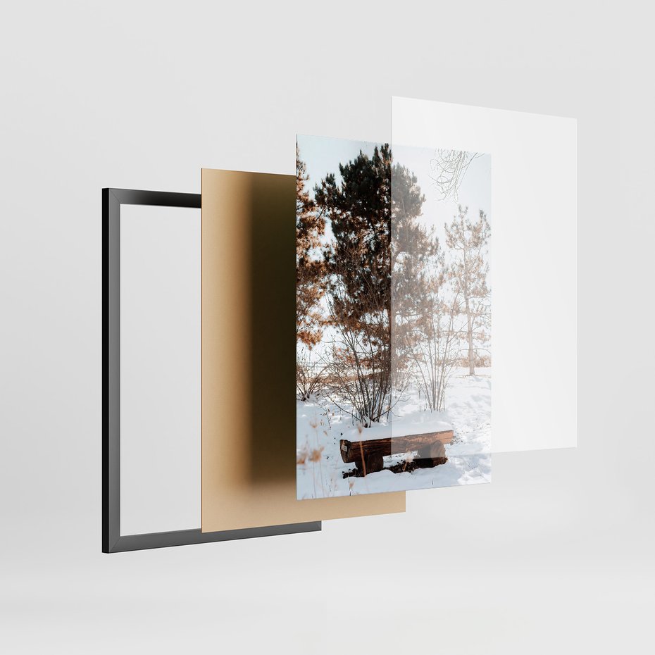 Zestaw obrazy w ramie 40x50 galeria - Zachód, słońca, zima, chatka, retro, boho - rama czarna