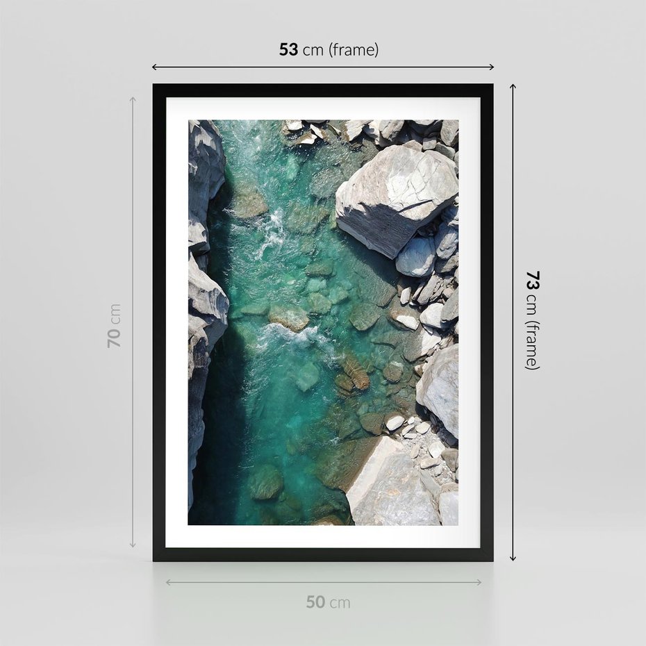 Plakat w ramie 50x70 - Spotkanie natury i siły - rzeka, skały - rama czarna