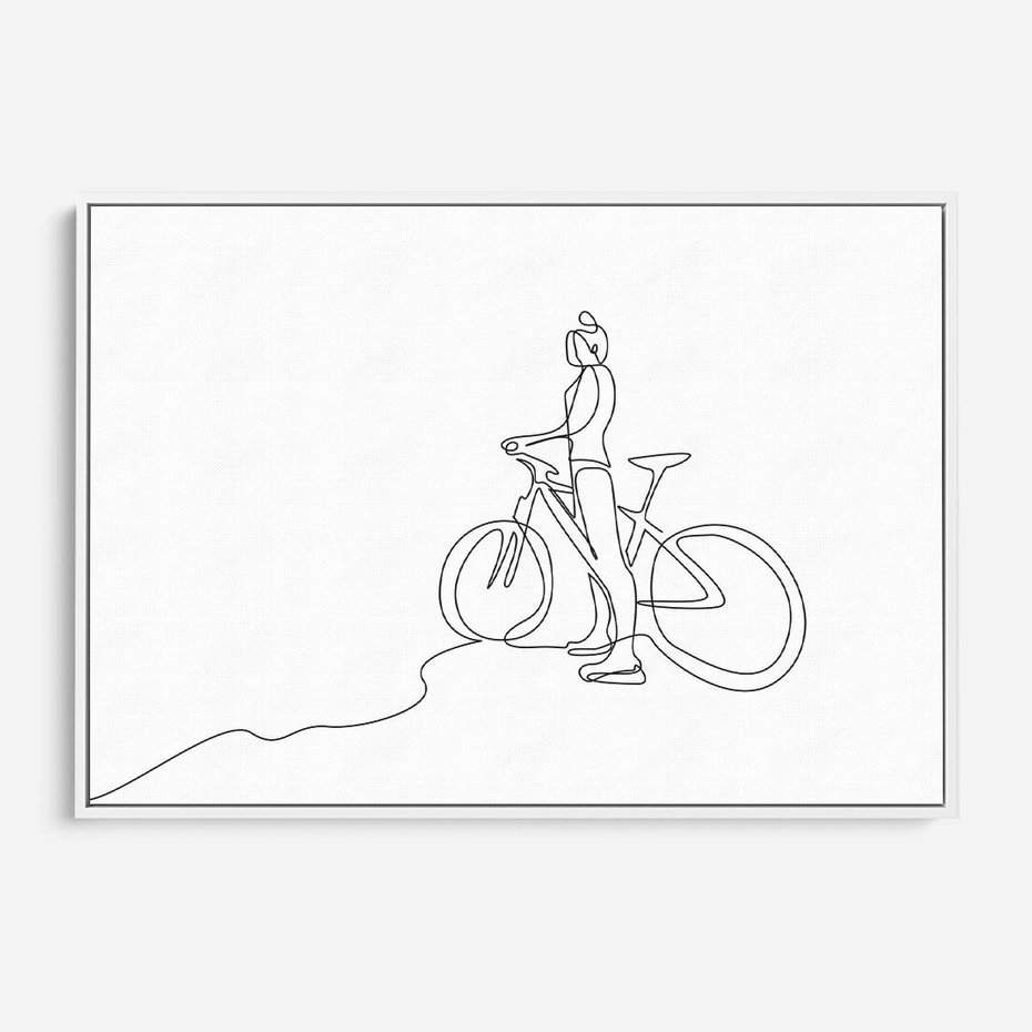 Obraz w ramie 70x50 - Minimalistyczna Przejażdżka - szkic, minimalizm - rama biała