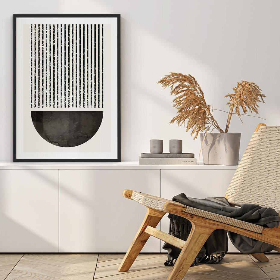 Plakat bez ramy 21x30 - Taniec Impulsów - abstrakcyjne czarno białe formy, minimalizm