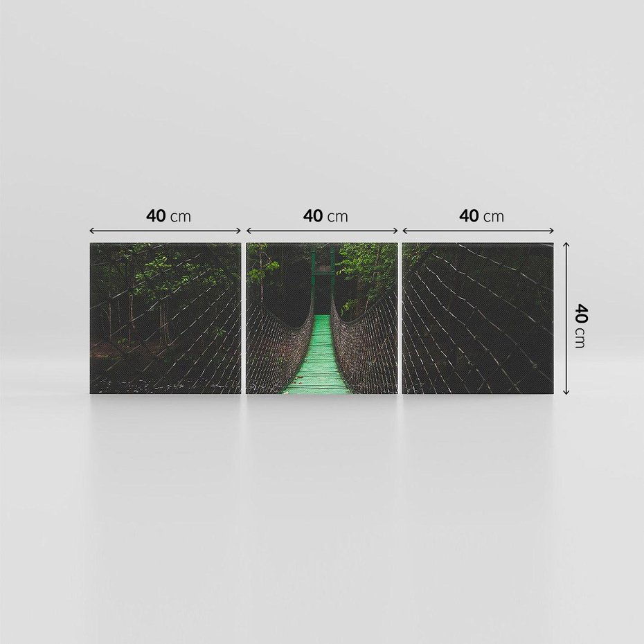 Obraz na płótnie 120x40 - Most linowy w lesie - most, linowy