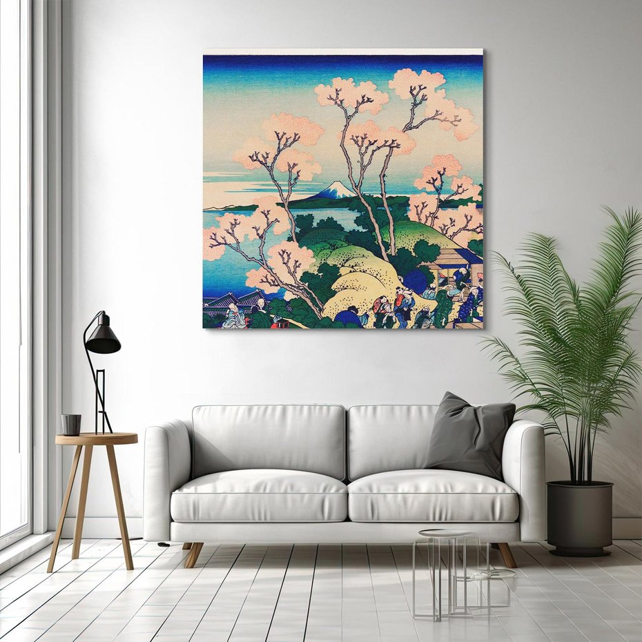 Obraz na płótnie 40x40 - "Goten-Yama Hill, Shinagawa on the Tokaido" Katsushika Hokusai - Reprodukcja - reprodukcja, obraz na płótnie