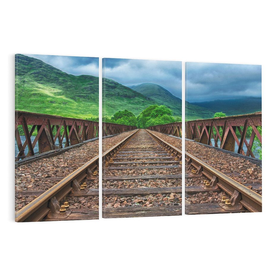 Obraz na płótnie 120x80 - Most Kolejowy - Tropy Podróży w Nocnej Ciszy - most, kolej