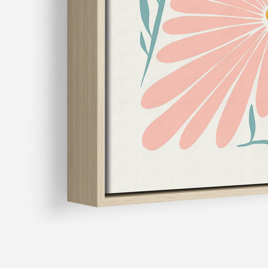 Obraz w ramie 70x100 - Symfonia Światła - typografia, pastelowa stokrotka - rama drewno