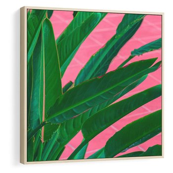 Obraz w ramie 80x80 - Odezwij się do przeszłości - liście, retro - rama drewno