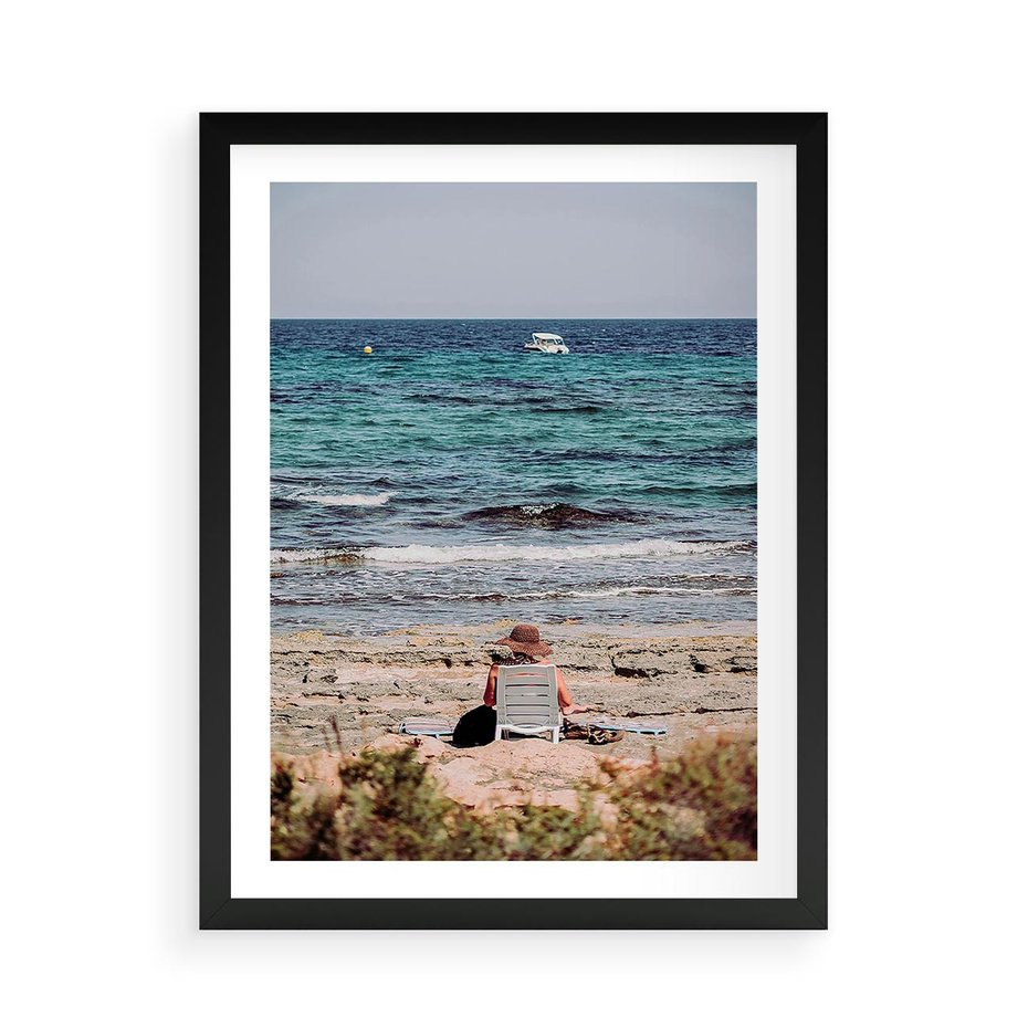Plakat w ramie 50x70 - Relaks na Plaży - wakacje, plaża - rama czarna
