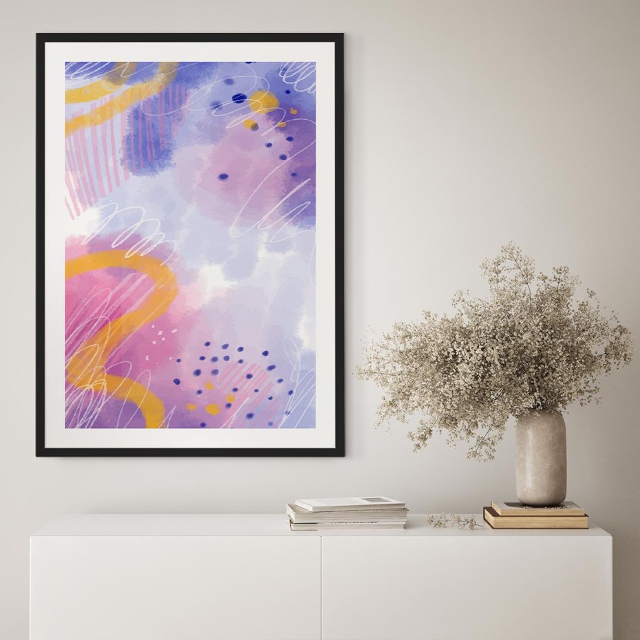 Plakat bez ramy 21x30 - Migotliwe Wnętrza Kształtów - abstrakcyjny plakat, pastelowe kolory