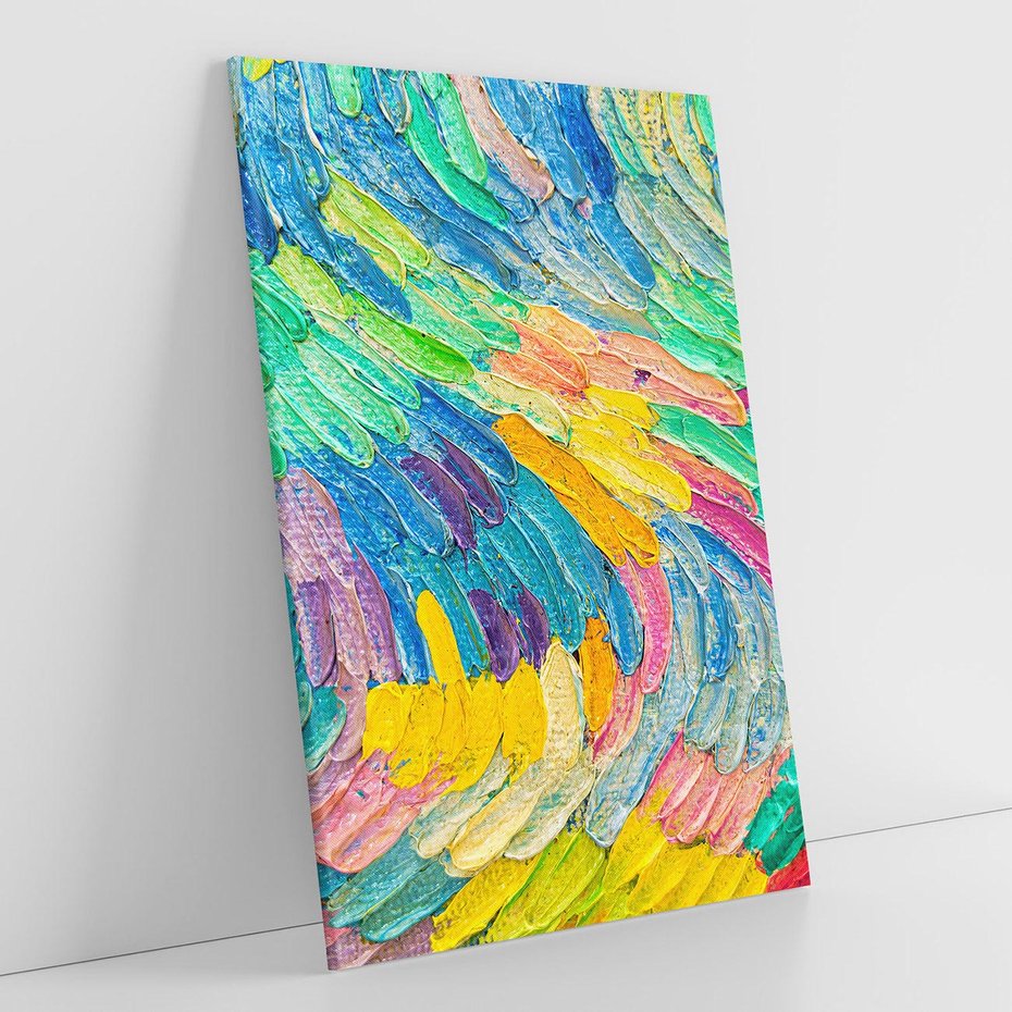Obraz na płótnie 80x120 - Egzotyczne Pióra - abstrakcyjne dzieło, farby olejne