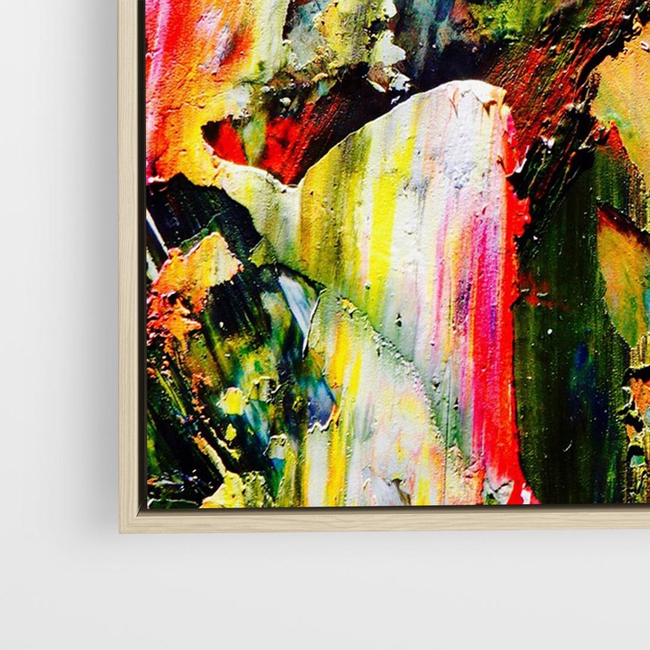 Obraz w ramie 120x80 - Szalejące ognie kolorów - abstrakcja, farby olejne - rama drewno