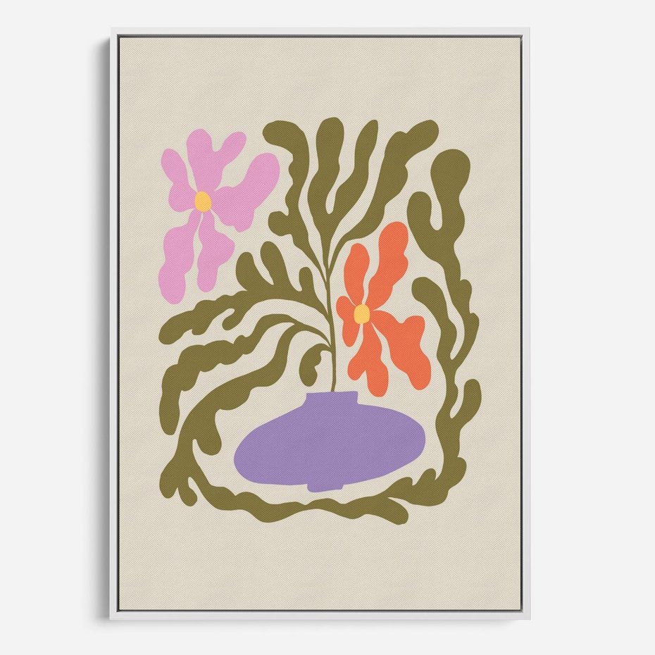 Obraz w ramie 50x70 - Kolorowe Echa - kwiaty, abstrakcja - rama biała