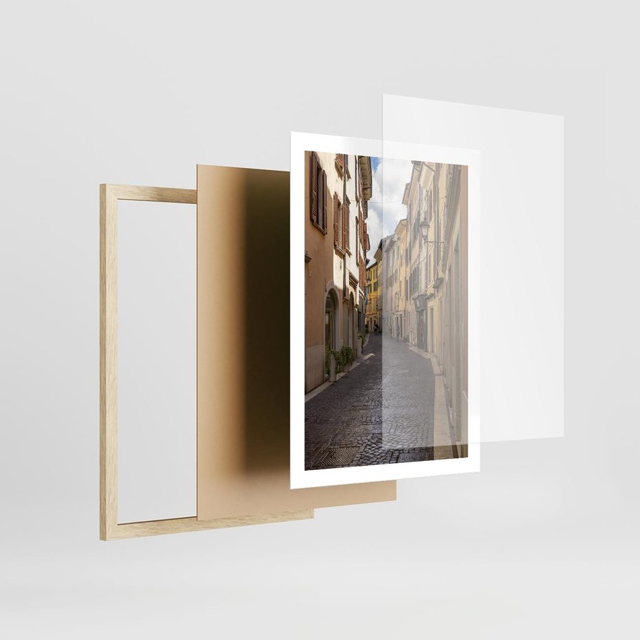 Plakat w ramie 50x70 - Magiczne widoki - uliczka, perspektywa - rama drewno