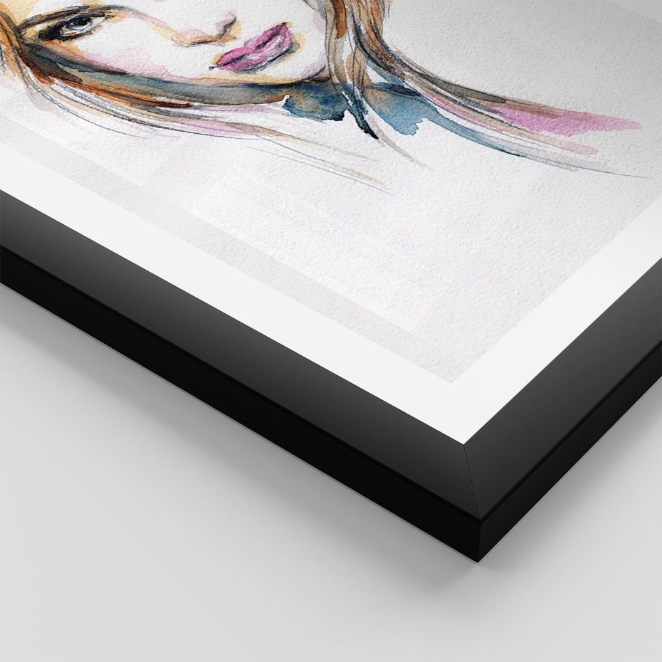 Plakat w ramie 40x50 - Abstrakcyjny portret kobiecy - grafika, kobieta - rama czarna