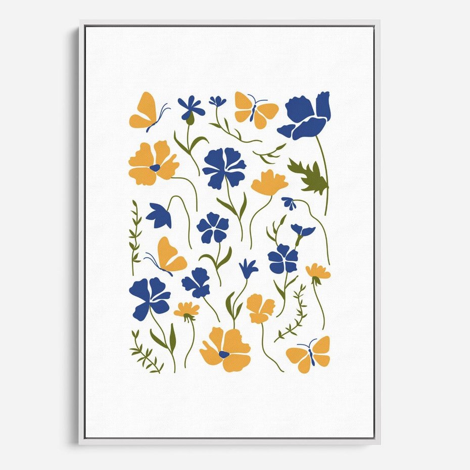 Obraz w ramie 80x120 - Odgłosy Wizji - kwiaty, sztuka nowoczesna - rama biała