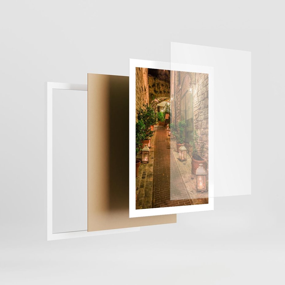 Plakat w ramie 50x70 - Perspektywa Uliczki Miejskiej - uliczka, perspektywa - rama biała
