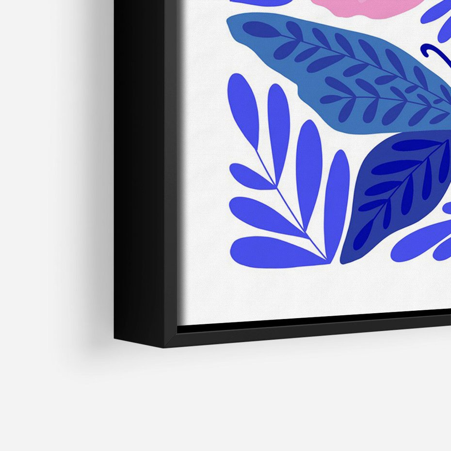 Obraz w ramie 70x100 - Delikatna Symfonia Natury - motyle, rośliny - rama czarna