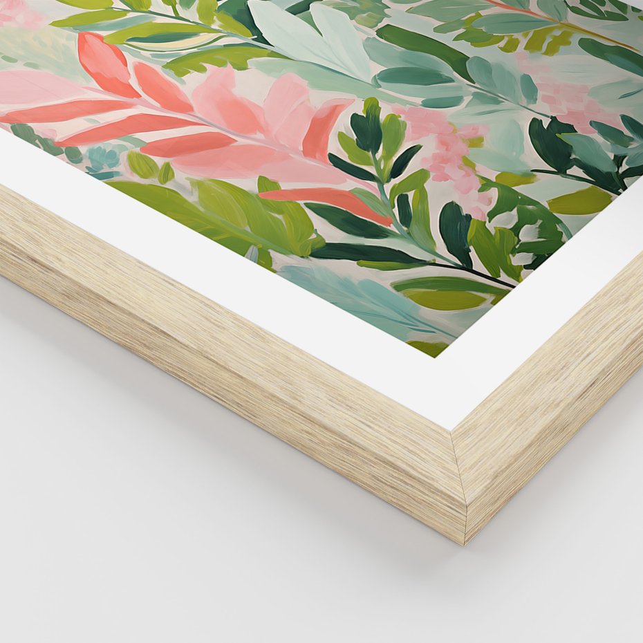 Zestaw obrazy w ramie 40x50 galeria - kwiaty, akwarela, pastele, liście - rama drewno