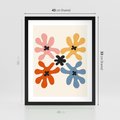Plakat w ramie 40x50 - Taniec Akwareli - abstrakcyjne wielokolorowe kwiaty, minimalizm - rama czarna