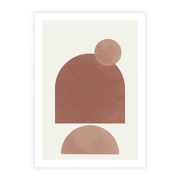 Plakat bez ramy 30x40 - Rozkwitające Odbicia - abstrakcyjne geometryczne kształty, odcienie brązu i beżu