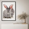 Plakat w ramie 50x70 - Uroczy królik wśród natury - królik, zając - rama czarna