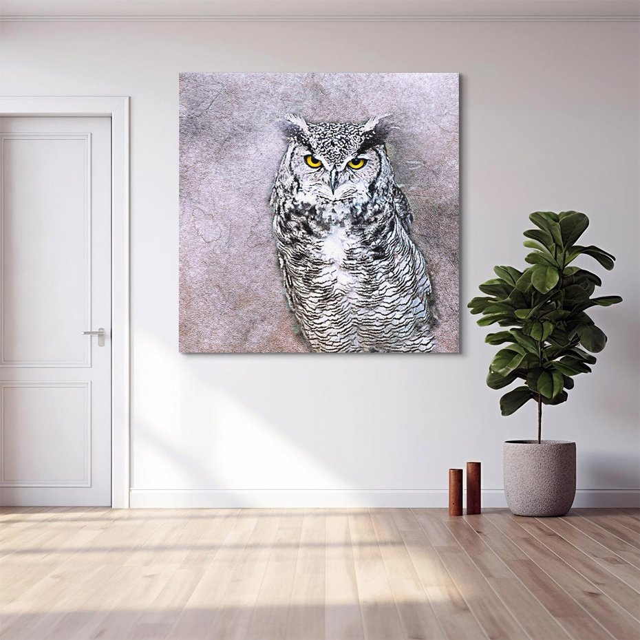 Obraz na płótnie 40x40 - Sztuka abstrakcyjna: Pies - sowa, sztuka