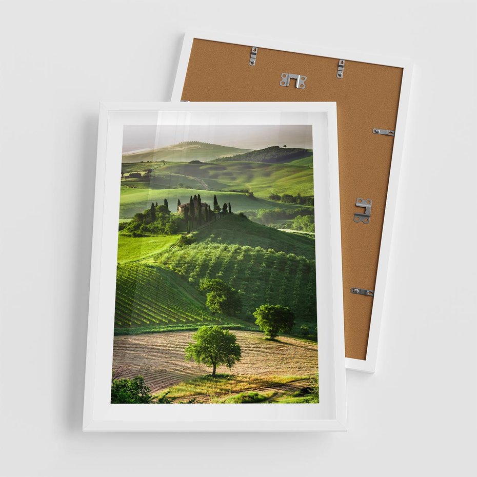 Plakat w ramie 50x70 - Pejzaż Widoczek - widoczek, pejzaż - rama biała