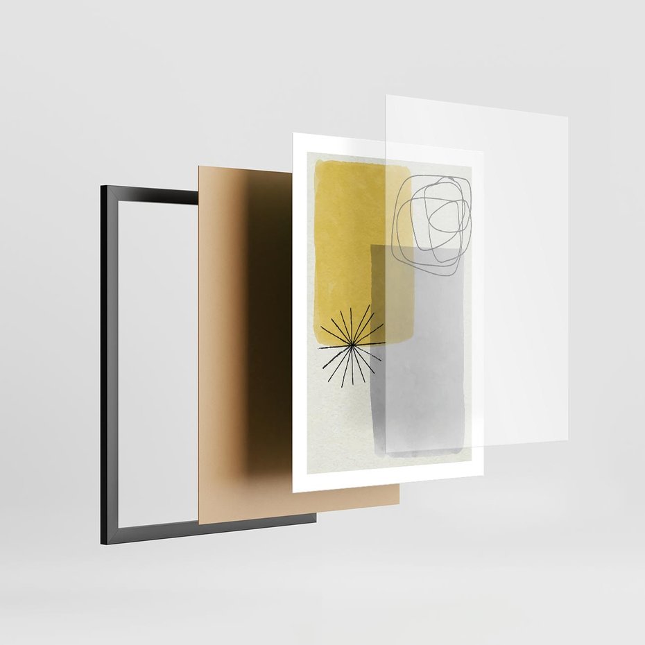 Plakat w ramie 50x70 - Rozbijające Granice Akwarel - abstrakcja, akwarelowe plamy - rama czarna