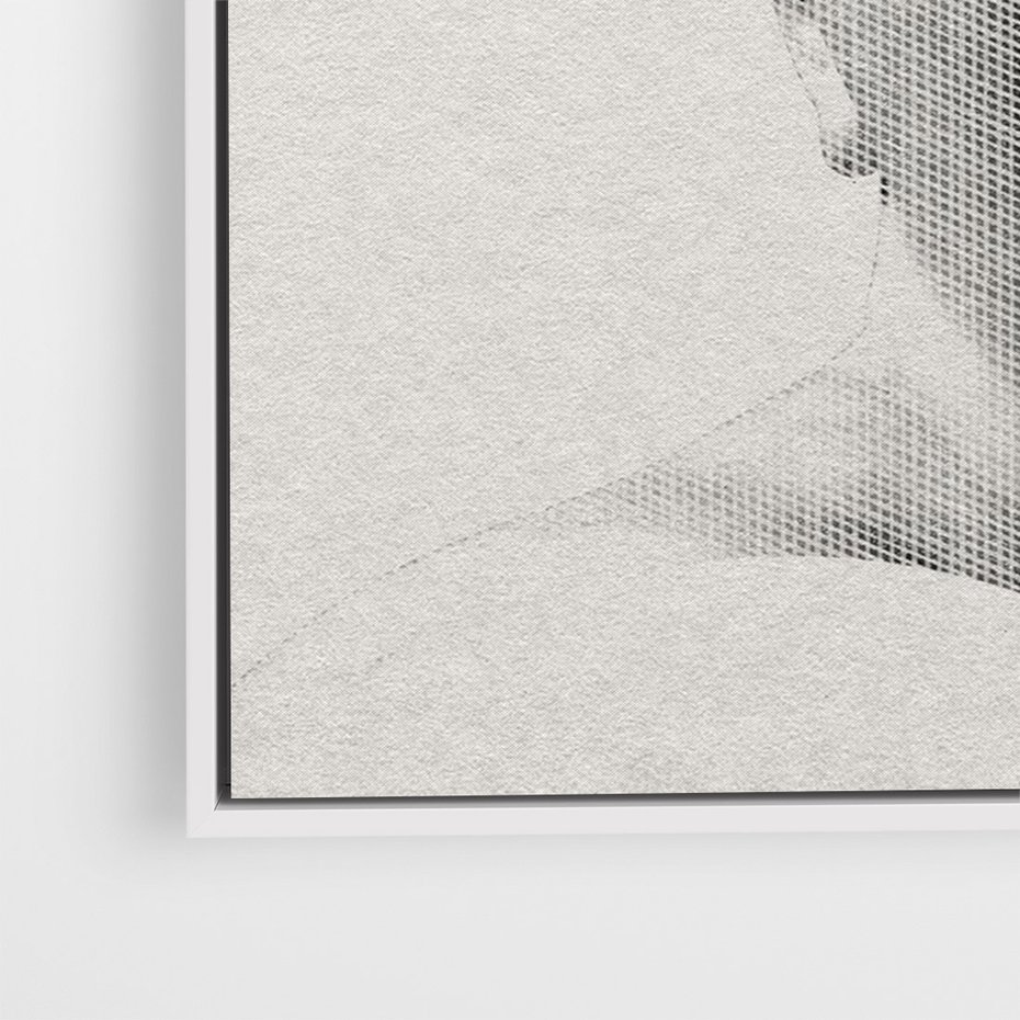 Obraz w ramie 50x70 - Szarość w Kamieniu - monochromatyczna marmurowa rzeźba, odcienie szarości - rama biała