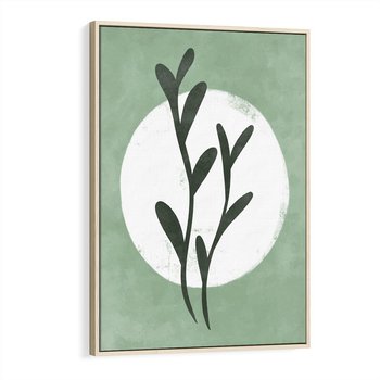 Obraz w ramie 70x100 - Kształty Zielonego Ukojenia - zielony plakat, roślinne motywy - rama drewno