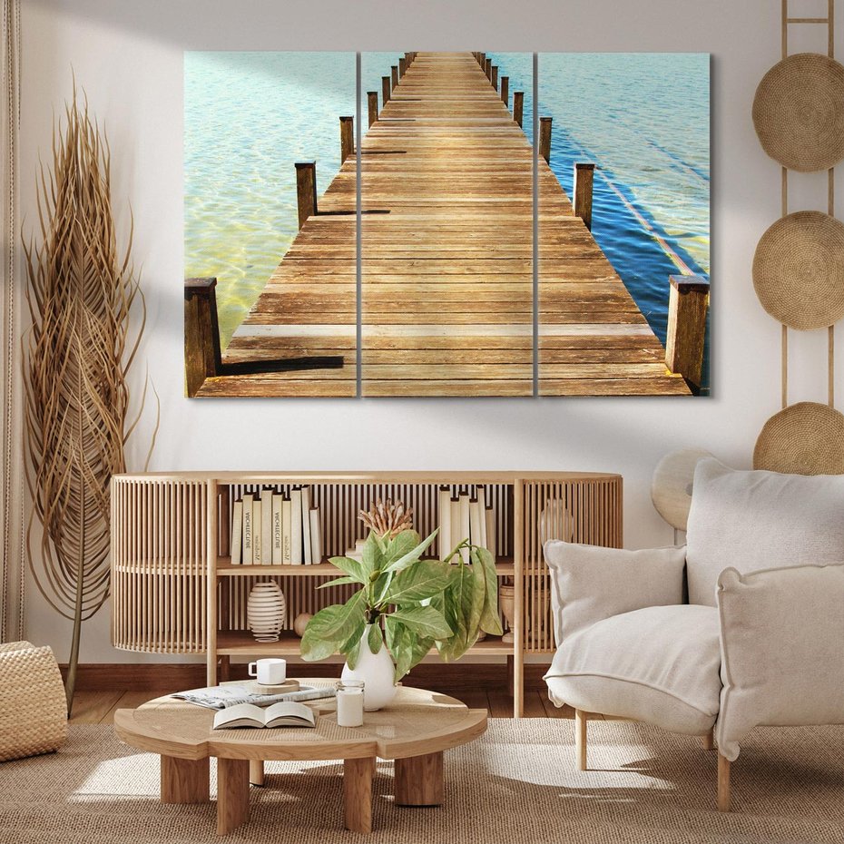 Obraz na płótnie 120x80 - Pomost nad morską przestrzenią - pomost, morze