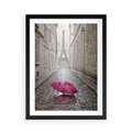 Plakat w ramie 50x70 - Francuska elegancja pod parasolem - Francja, parasol - rama czarna
