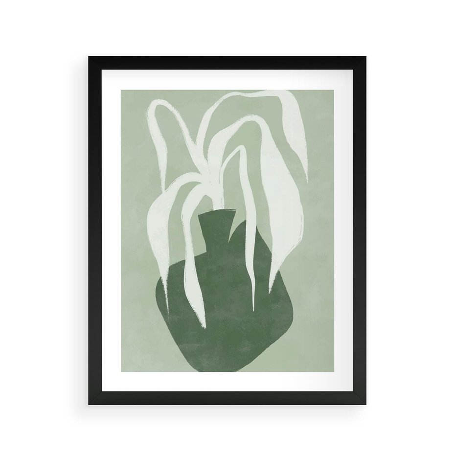 Plakat w ramie 40x50 - Zieleń Pulsującego Spokoju - zielona abstrakcja, zgaszona zieleń - rama czarna