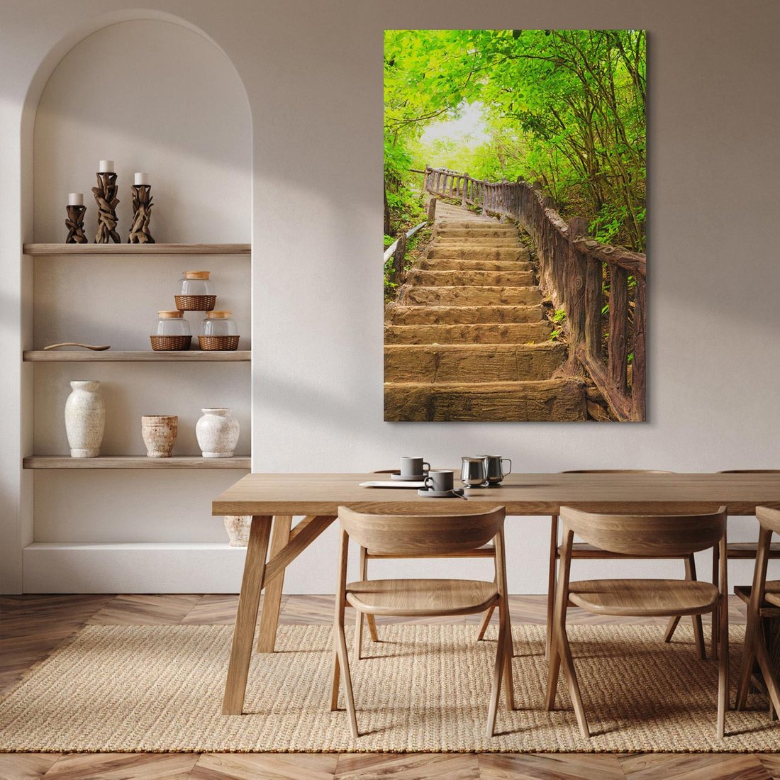 Obraz na płótnie 50x70 - Magiczne schody w lesie - schody, las