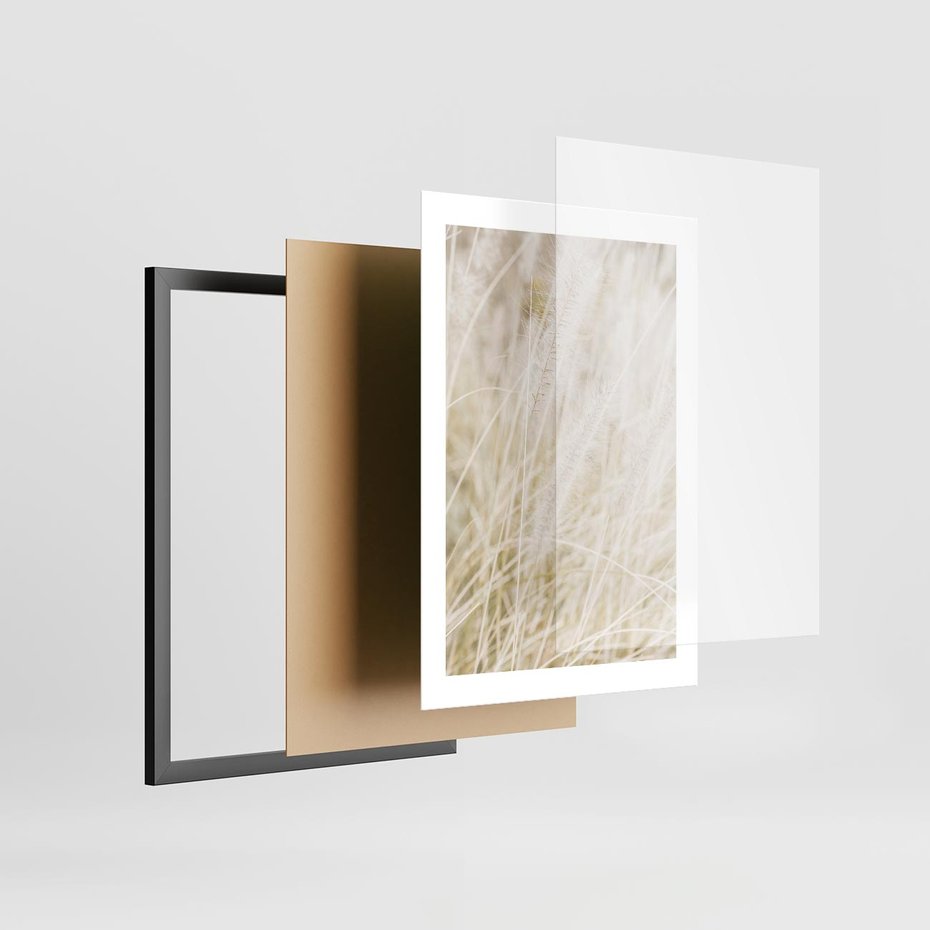 Plakat w ramie 30x40 - Białe Trawy Pampas - suche trawy, białe trawy - rama czarna