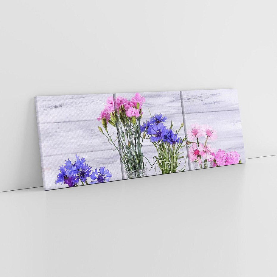 Obraz na płótnie 120x40 - Kwiatowe impresje - kwiaty,