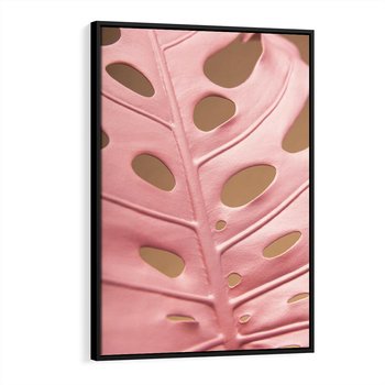 Obraz w ramie 70x100 - Różowa monstera w pełnym rozkwicie - różowa, monstera - rama czarna