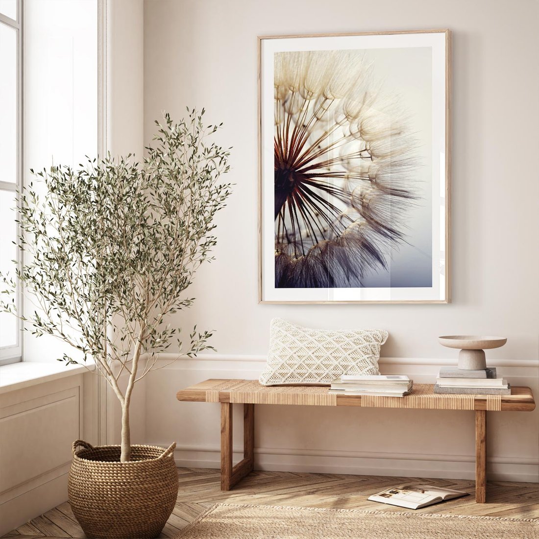 Plakat w ramie 40x50 - Makro piękno dmuchawca - makro, dmuchawiec - rama drewno